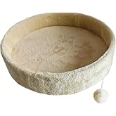 SHENGOCASE Cat Tree Tower Accessories Replacement Parts 13.5" Top Perch Bed Platform for Cats, Add on Replacement Cat Bed, Beige, M8, Particleboard with Velboa Fabric