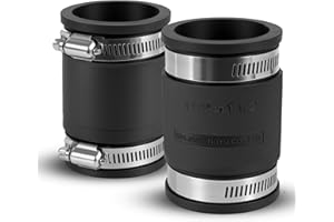 DLYYPLUS 2 Pcs 1-1/2 in Flexible PVC Pipe Coupling with Stainless Steel Clamps Fit 1-1/2 in Nominal Pipes, Couplers for Plast