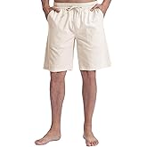 ChicCharm Men's Stretch Cotton Linen Shorts Casual Drawstring Relax Fit Elastic Waist Summer Beach Linen Shorts