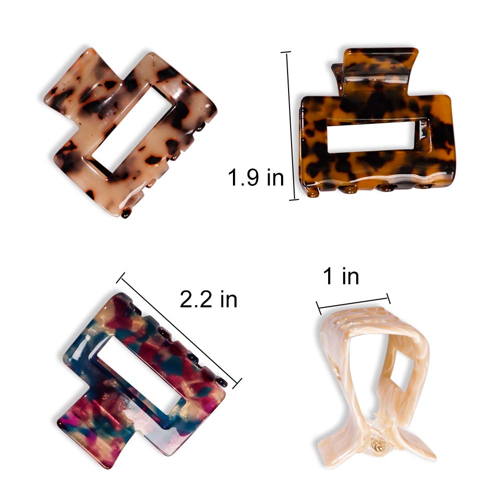 MagicSky 4PCS Hair Claw Clips, Acrylic Hair Banana Barrettes, Celluloid French Butterfly Jaw Clips, Tortoise Shell Grip Pin Teeth Clamp -Leopard print Stylish Hair Accessories for Women Girls : Beauty