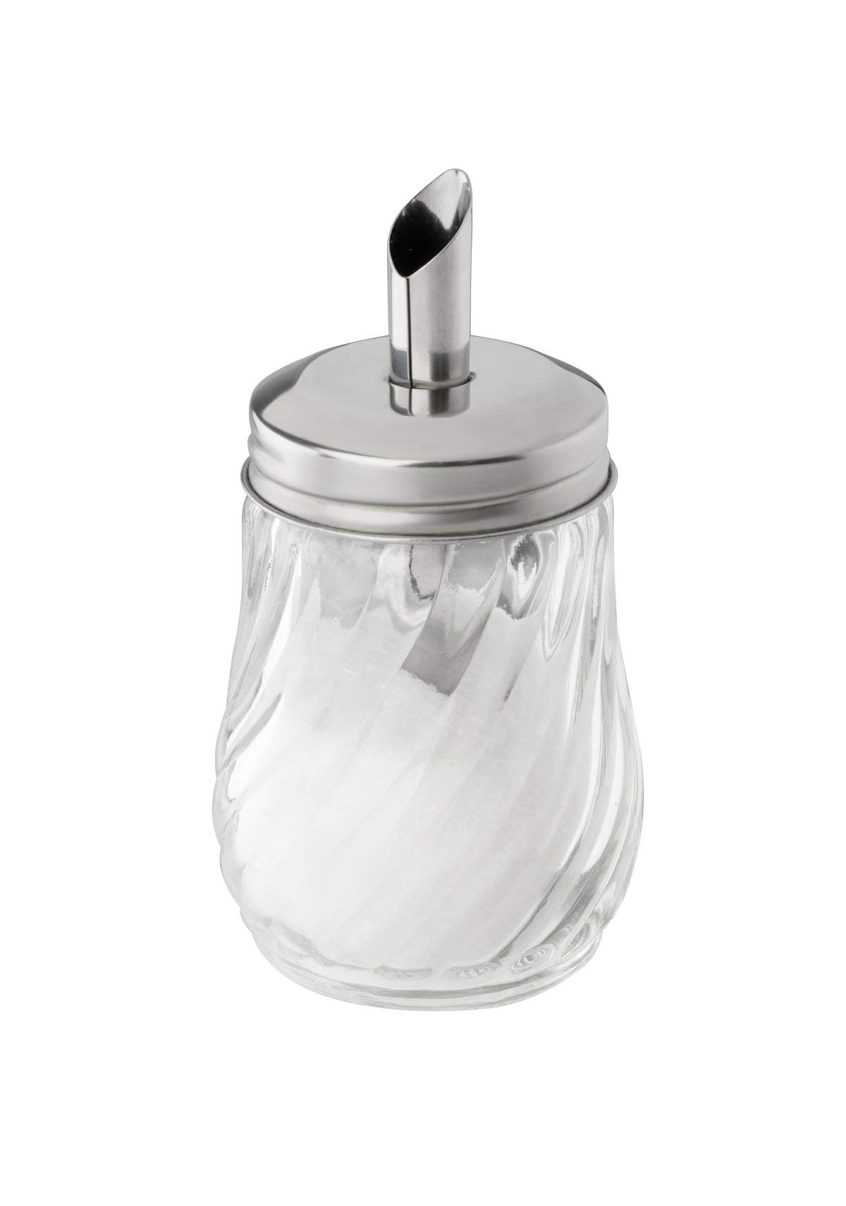 FMprofessional 22549 Sugar Dispenser 160 ml, Stainless Steel/Glass