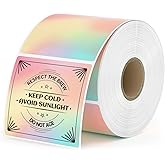 MUNBYN 2x2 Thermal Sticker Labels, Rainbow Color Square Thermal Labels for Small Business, Logo Design, Baking, 500 Sheets/1 Roll