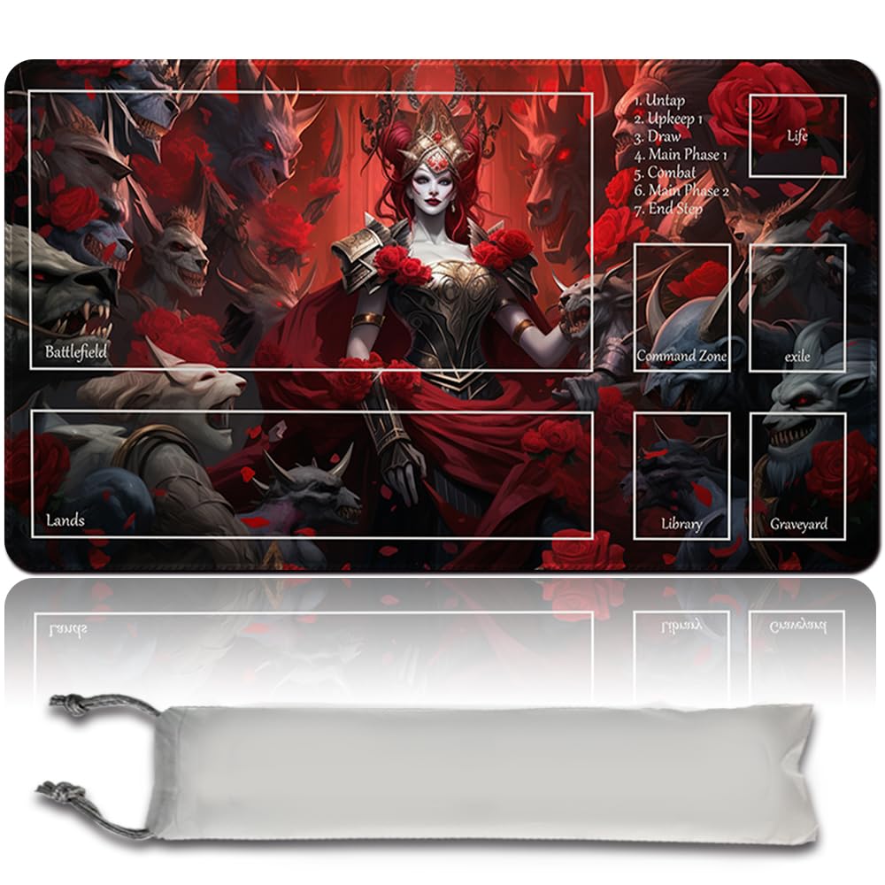 Board Game MTG Playmat + Free Waterproof Bag, Stitched Edges, Smooth Rubber Surface, MTG PlayMat with Zones (An Original Angel of Flight Alabaster Playmat) (INNISTRAD CRIMSON VOW KEY ARTWORK)