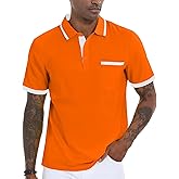 VALANCH Polo Shirt for Men Short Sleeve Golf Polo Moisture Wicking Collared Tennis T Shirt