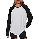 ATHMILE Women Oversized Long Sleeve Shirt 2026 Fall Winter Casual Basics Top Loose Fit Tee Fashion Cute Clothes