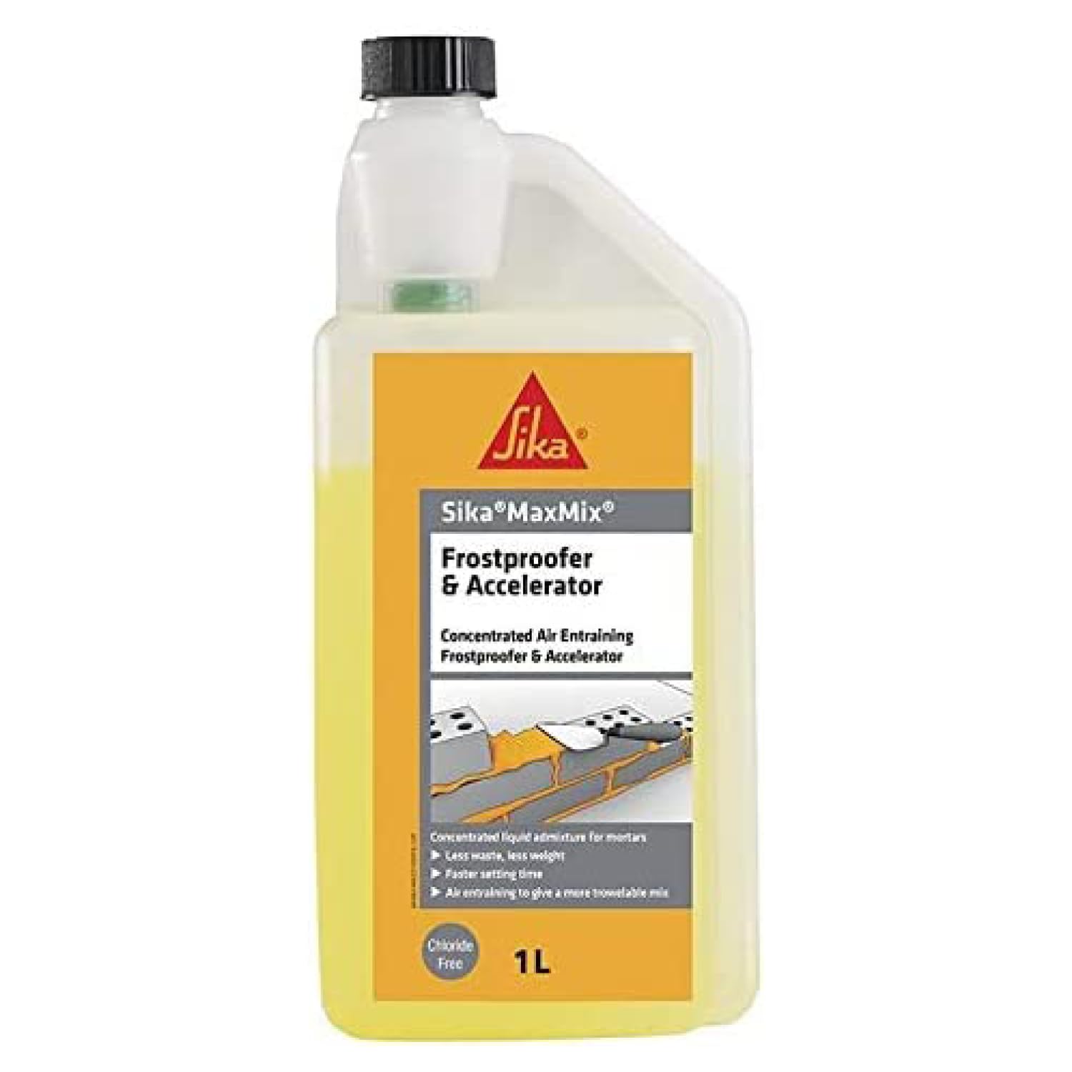Sika MaxMix Frostproofer and Accelerator Concentrated Admixture – Emergency Repair Plugging Aid – Fast-Acting – 1 Litre