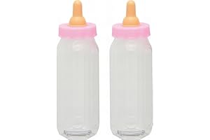 UNIQUE Adorable Pink Fillable Baby Bottle Favors - 5", Set of 2 - Premium Plastic Keepsake Gifts - Perfect For Showers, Gender Reveals & Baby Celebrations