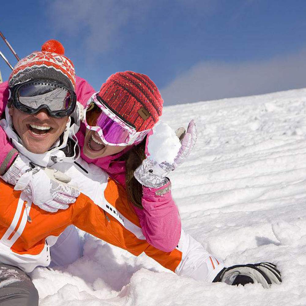 AIMKE Women\'s Warm Chunky Thick Stretchy Knit Beanie Skull Cap (Wine)