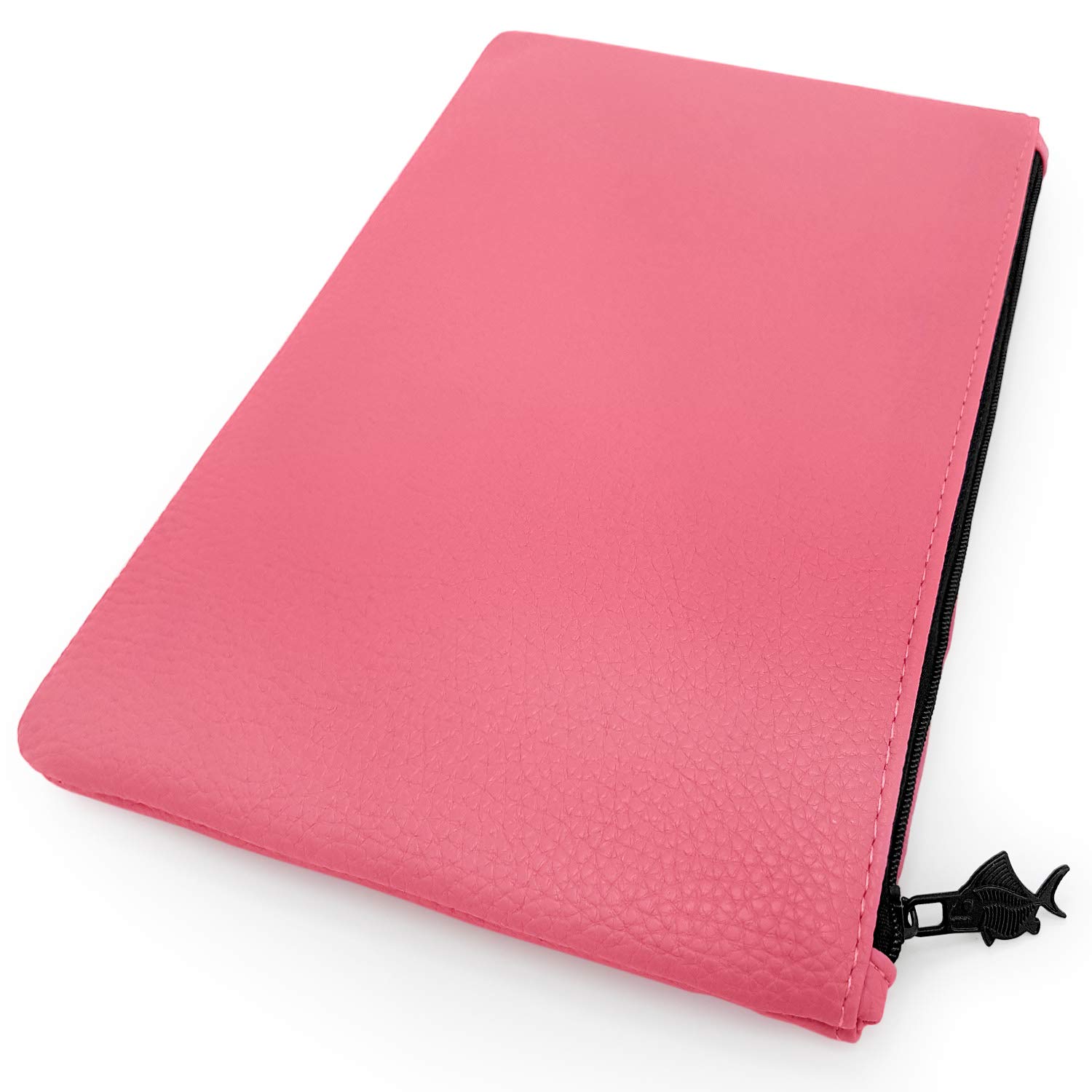 Fat Belly Fish Faux Leather/Leather Look Pencil Case - Pastel Pink Large