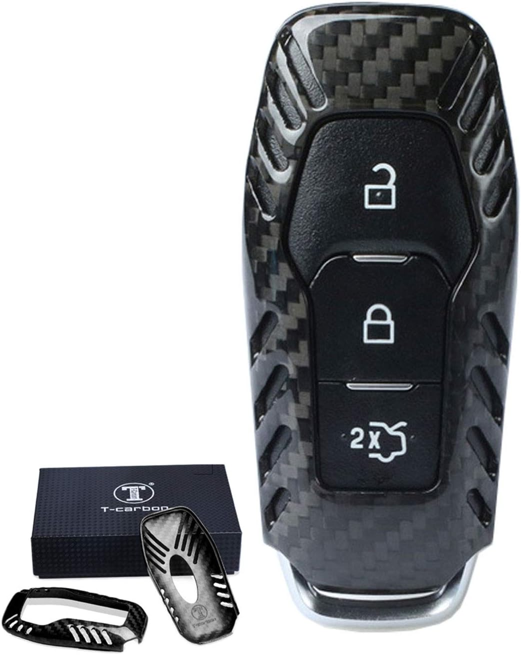 Kwak's Car Key Cover Carbon Fiber Key Case Compatible for Ford 16 17