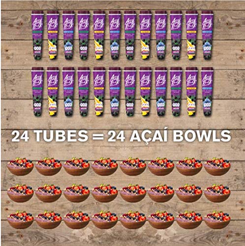 Acai To-Go Berry Puree Tubes by GlacierBox - Organic, Dairy Free Frozen Sorbet, 24 Count