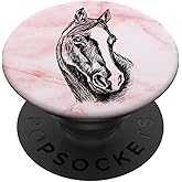 Black Horse Head Pink White PopSockets Adhesive PopGrip