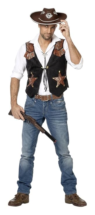 Herren Kostüm Western Cowboy Sheriff Weste Karneval Fasching Gr.48