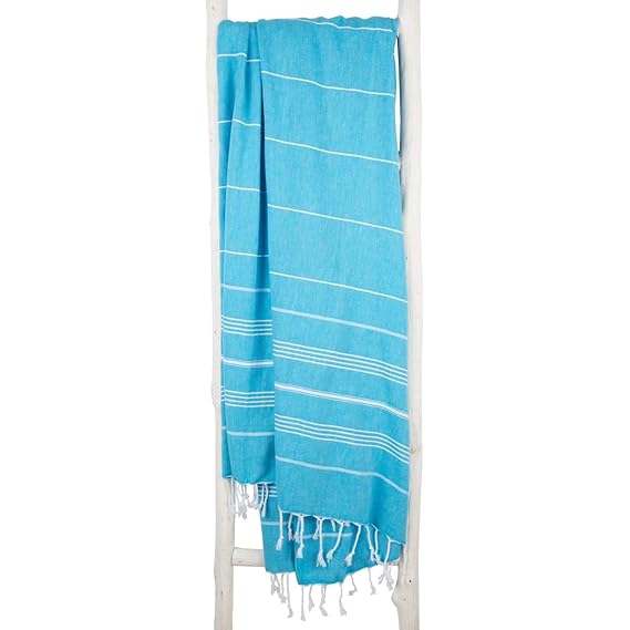 ZusenZomer Fouta Hamamtuch XXL 160x215 cm Türkis - 100% Baumwolle Handgewebt - Hamam Tuch Strandtuch Extra groß - Fair Trade 
