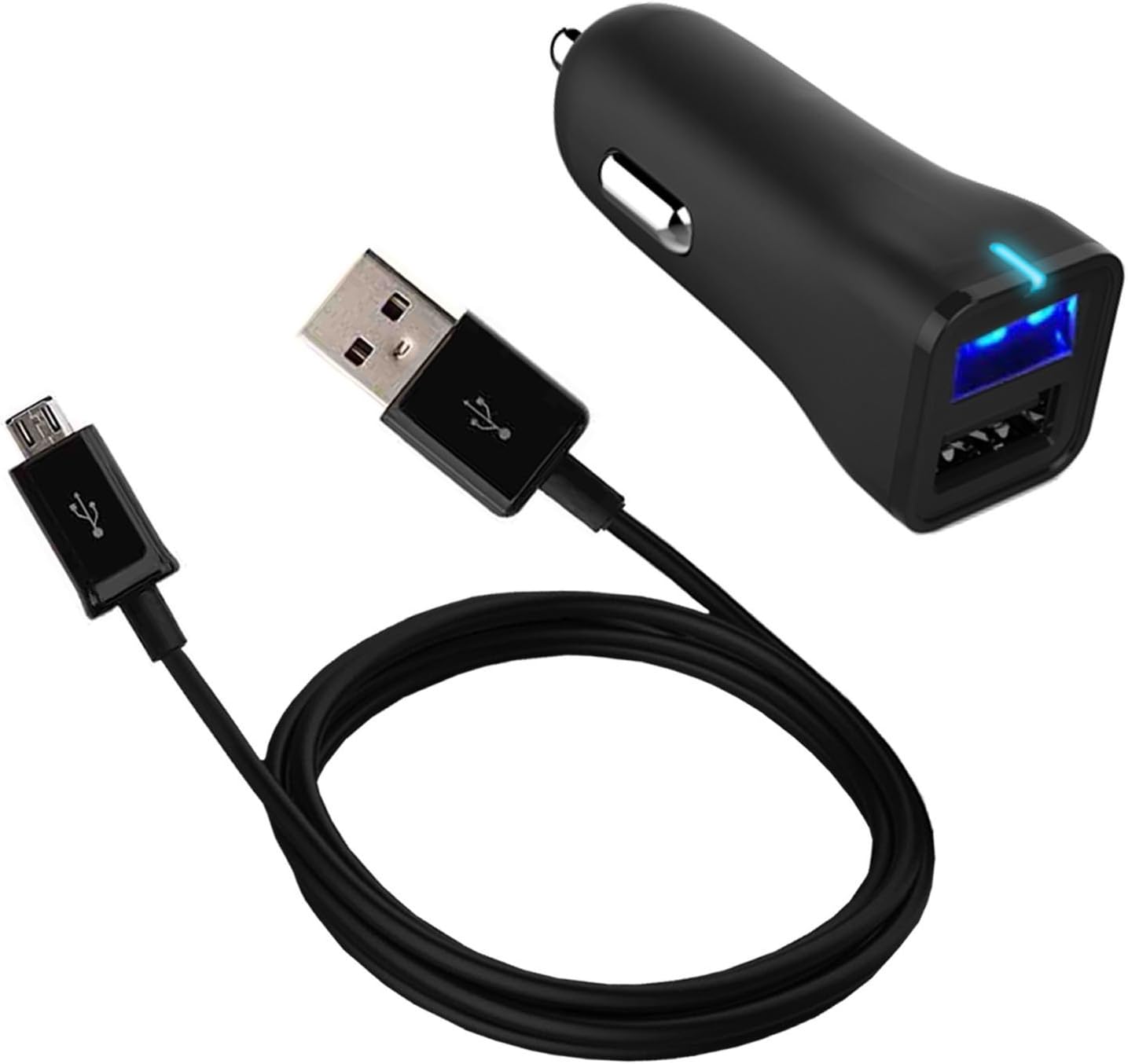 Car Charger:Dual Port Car Charger 2.4A and Micro USB Cable for Samsung Galaxy S7 Edge S6 Edge+ S4 S3, Samsung Galaxy Note 5, Note 4 Edge, LG G3 G4,G8, HTC One M8,more(Black)