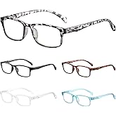 BLS 5 Pack Blue Light Blocking Reading Glasses Women/Men, Anti UV/Eyestrain/Glare Computer Readers Spring Hinge Eyeglasses