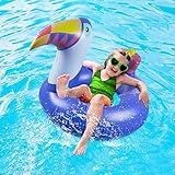 WISHTIME Toucan Bird Swim Pool Ring Lovely Toucan Bird Swimming Ring for Kids Boys Girls Summer Outdoor Inner Tube Swimming Toy