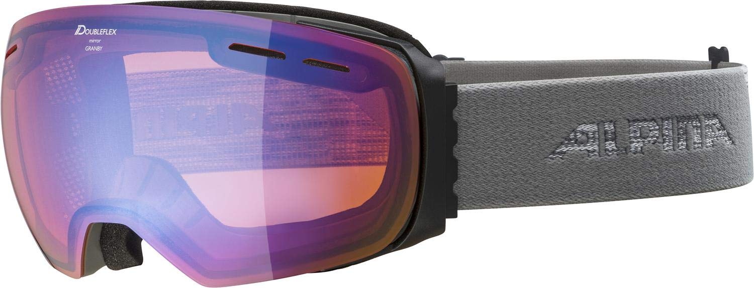 ALPINA GRANBY Q-LITE - Mirrored, contrast-enhancing & polarized ski goggles with 100% UV protection for adults, grey, one size