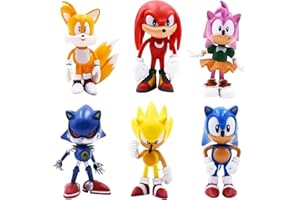 NHYHN 6 Pack Sonic The Hedgehog Toys,2.5'' Sonic Action Figures Toys,Sonic Figures Party Supplies,Decoration, Sonic Cake Toppers (6 Pack)
