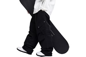 SNOWVERB Women Men Casual Ski Baggy Cargo Loose Fit Waterproof Snow Pants Fashion Streetwear Warm Snow Pants
