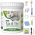 17oz White Tub and Tile Paint, Low Odor Tub and Tile Refinishing Kit for Bathroom, Provides 25-30sq.ft Coverage with Semi-Gloss Finish, Bathtub Refinishing Kit for Kitchen, Shower, Sink, Fiberglass