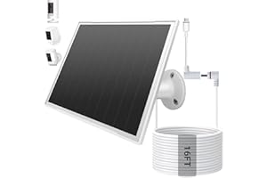 Ververay Solar Panel for Ring Camera, 8W High - Efficiency Solar Charger Compatible with Stick Up Cam & Ring Spotlight Cam (Battery) - Waterproof, 16ft Long Cable, DC3.5mm & USB C Ports, White