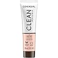 COVERGIRL Clean Invisible Foundation Makeup, Dewy & Glowy Natural Finish, Buildable Coverage, Skin-Like Smooth Look, Vegan, Light Ivory, 1oz