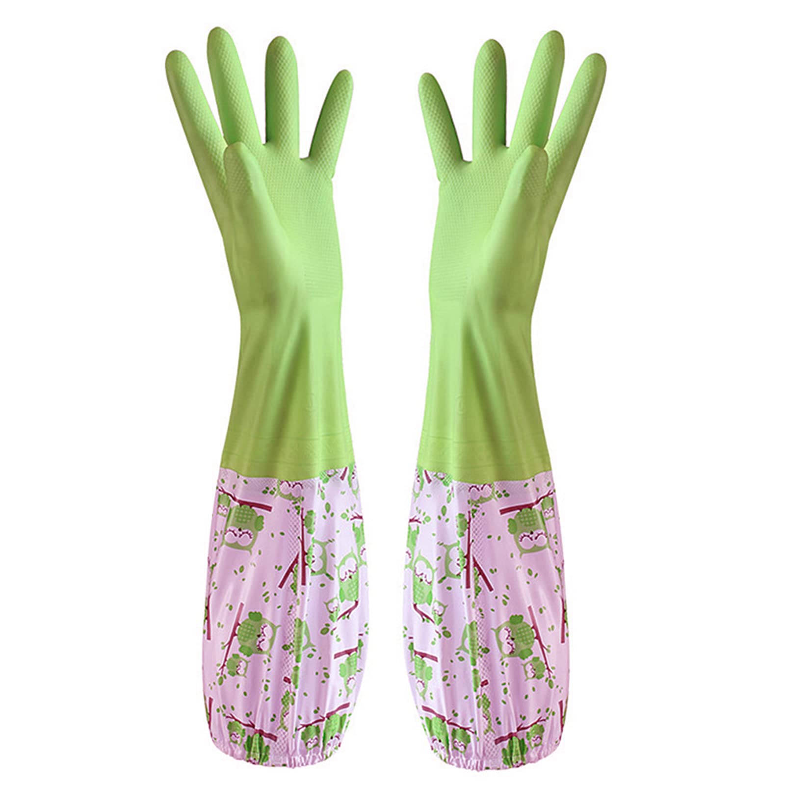 TRIXES Long Green Rubber Pond and Drain Gloves – Household & Garden Chores, Gardening, Weeding, Washing, Cleaning & Dishwashing – Protect your Sleeves - Heavy Duty, Waterproof and Lined for Warmth