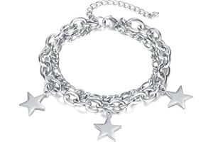 Mgutillart Fashion Adjustable Link Bracelet Star Stack Chain Bracelet