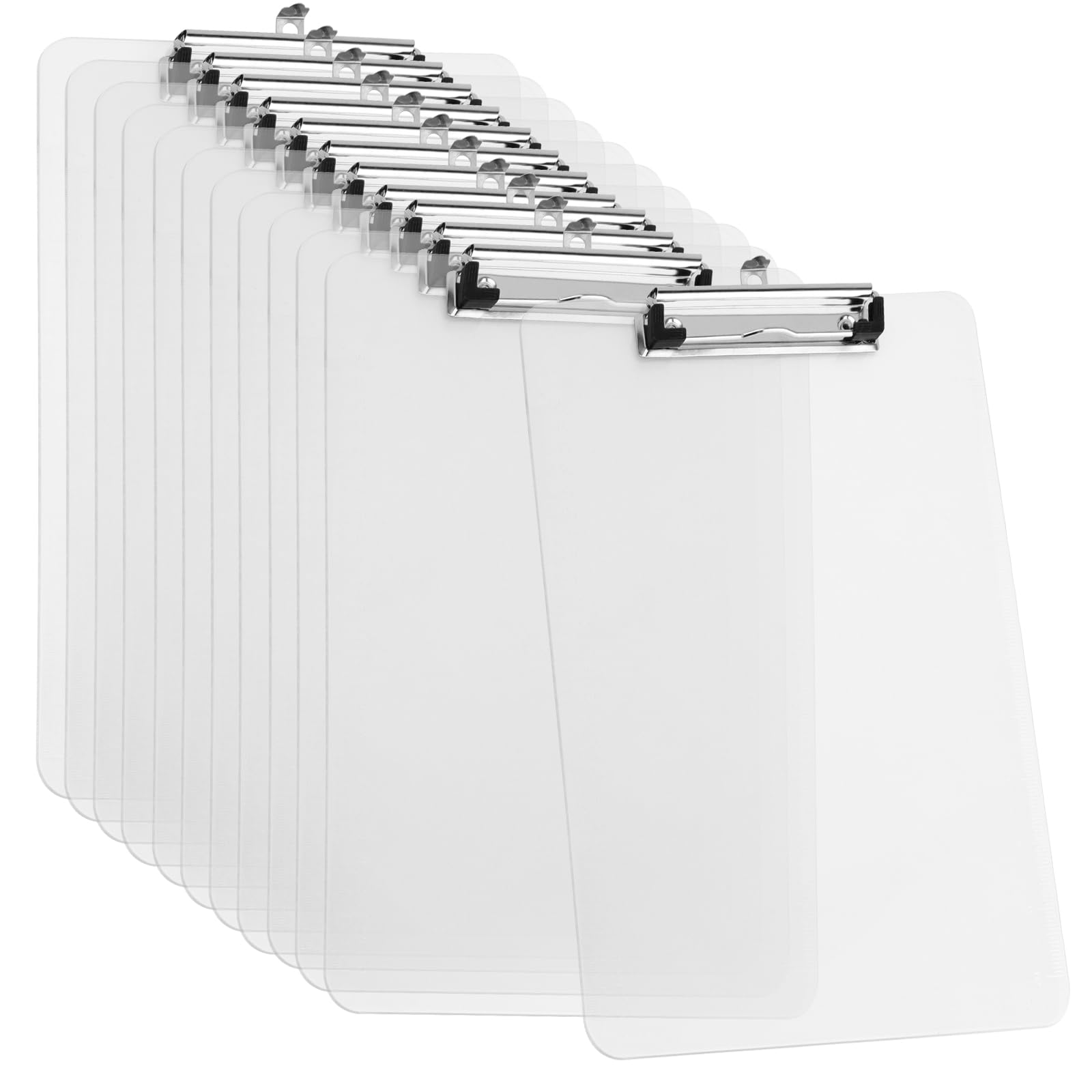 PINGEUI 12 Pack A4 Transparent Clipboard, Clear Plastic Clipboards with Low Profile Clip, Heavy Duty Clipboard for Home, School, Office, Business, Work