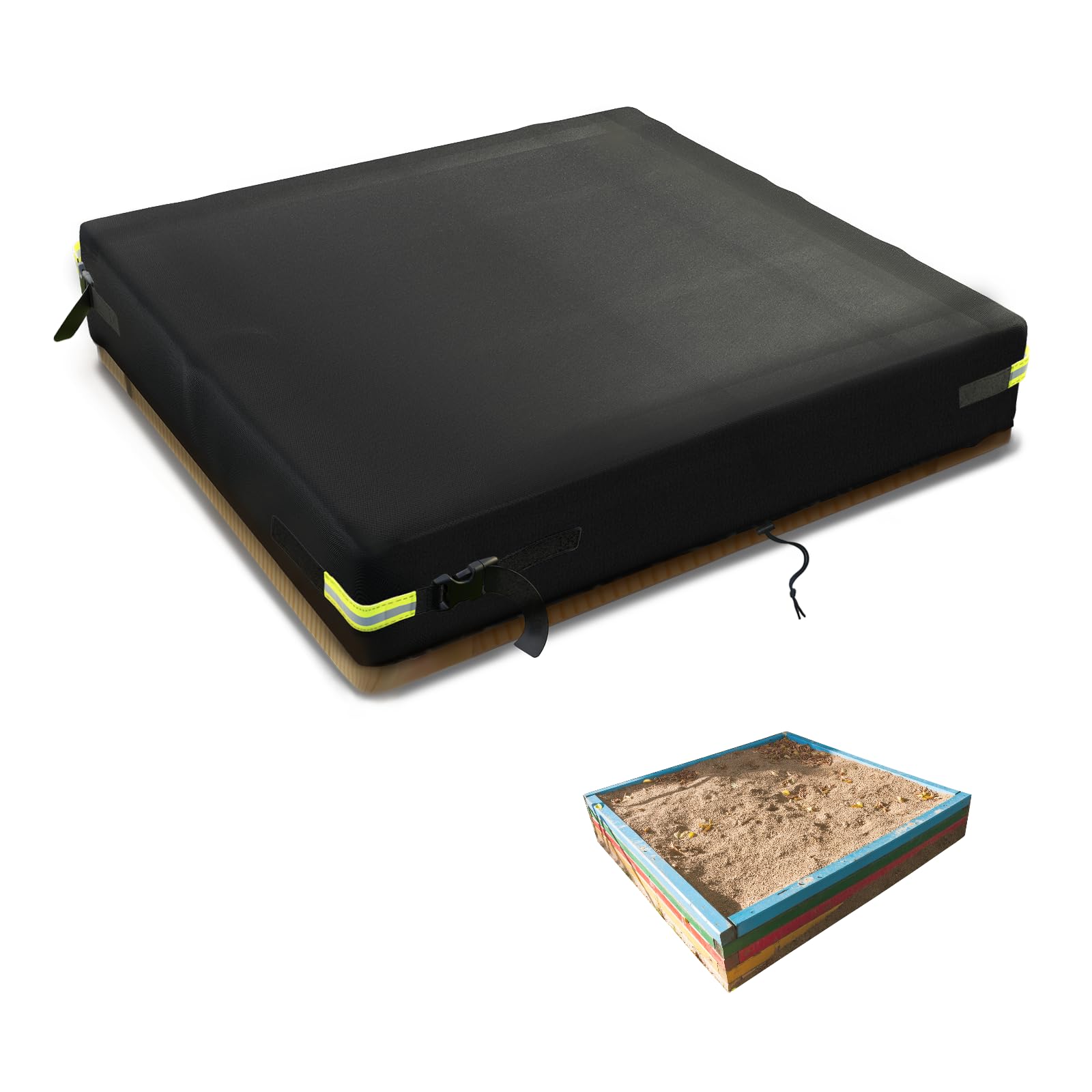 UQXSTAR Sandbox Cover 185x185x20cm Sand Pit with Lid Waterproof 600D Oxford Fabric PVC Coating Rainproof Anti-UV Heavy Duty Square Pool Cover for Outdoor Protect Kids Sandbox Sand and Toys