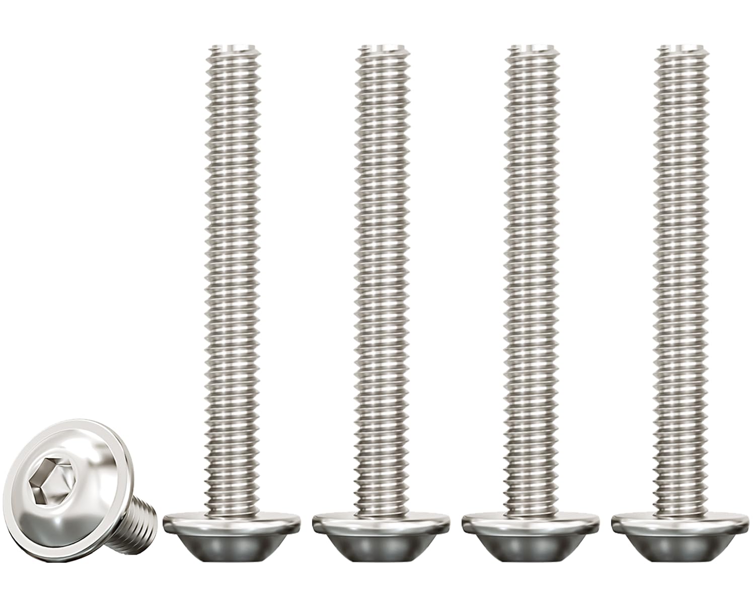 Drenky 50 Pcs Flanged Button Head M4 X 40mm 304 Stainless Steel Bolts, Pan Head Machine Screws, Rustproof, Fully Thread Hexagon Socket