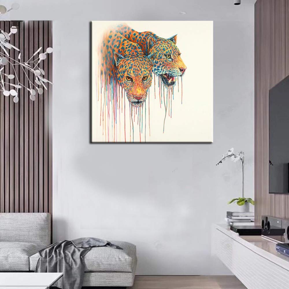 Spill colour Animal Ferocious Leopards Abstract Painting