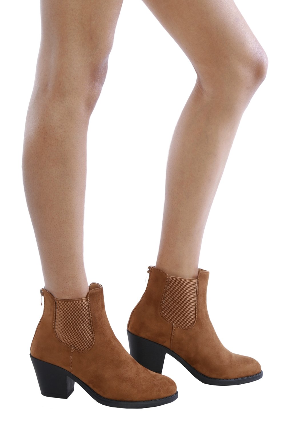 Olivia K Women's Chelsea Ankle Boot Back Zipper Bootie Suede Wrapped Low Heel - Image 6