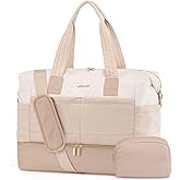 LOVEVOOK Travel Duffle Bag - Puffer Weekender Bags For Women with Shoe Compartment,50L Carry On Overnight Duffel Bags For Airplanes,Hospital Bag for Labor and Delivery,2Pcs