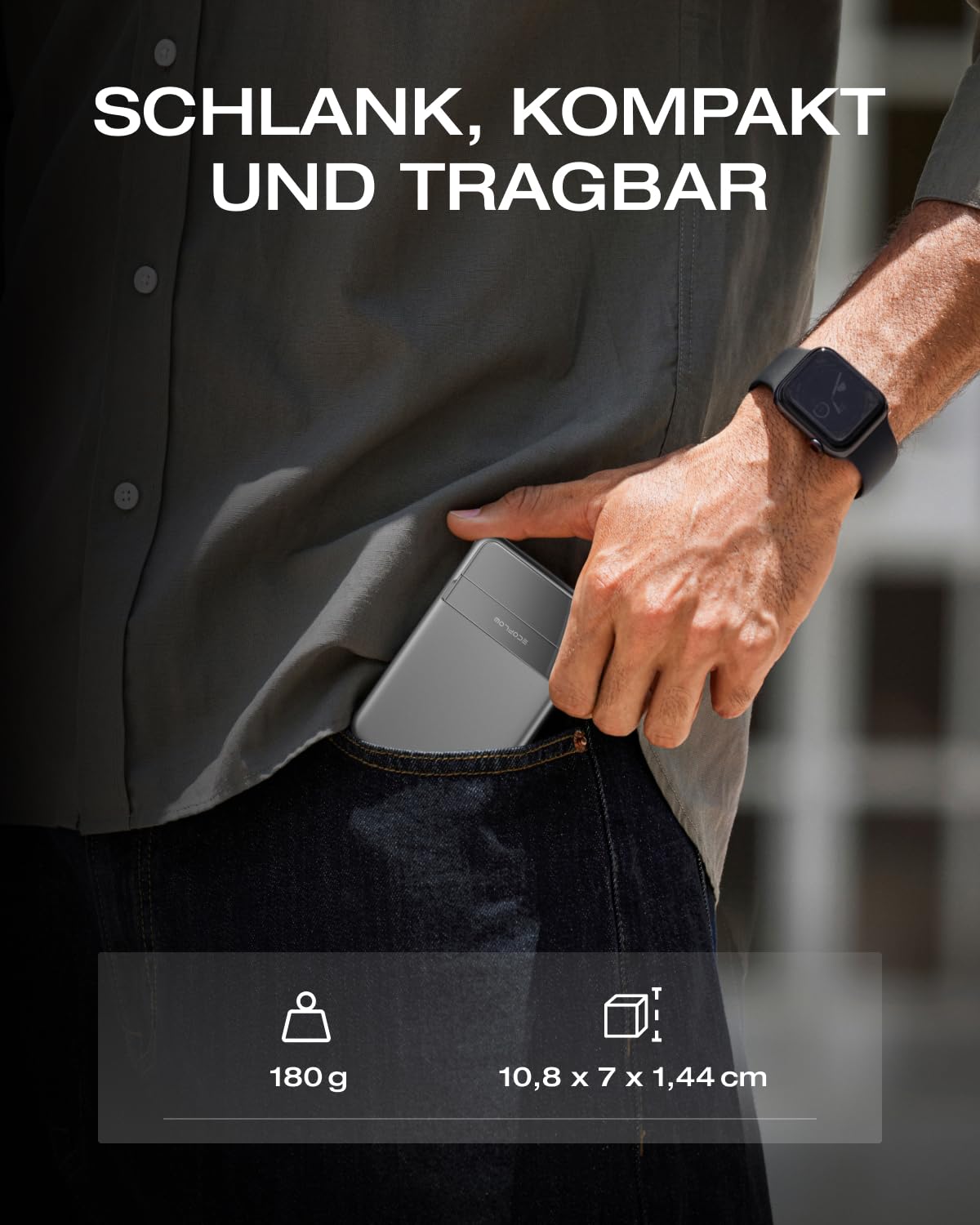 EF ECOFLOW Qi2 Magsafe Powerbank 5000mAh 30W mit USB-C-Kabel, Magnetische Power Bank Kabelloses Tragbares Ladegerät, kompatibel für iPhone 17/16/15/14/13/12 Series, Silber 5