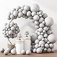 RUBFAC 129pcs Gray Balloons Different Sizes 18 12 10 5 Inches Matte Grey Latex Balloon Garland Arch Kit for Birthday Party Graduation Baby Shower Wedding Holiday Decoration