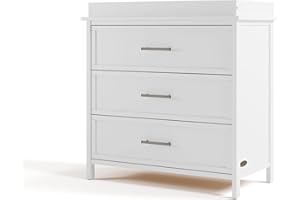 Graco Classic 3 Drawer Changing Table Dresser (White) - GREENGUARD Gold Certified Baby Dresser with Changing Table Top, Includes Interlocking Drawer System