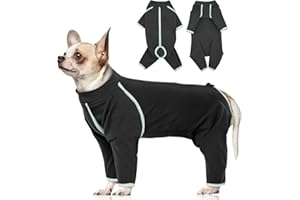 MORVIGIVE Dog Surgery Suit - Grey, Small - Zipper On Dog Onesie for Surgery for Female and Male Dogs, Dog Post Surgery Suit Anti-Licking Wounds Surgical Shirt Yorkshire, Bichon