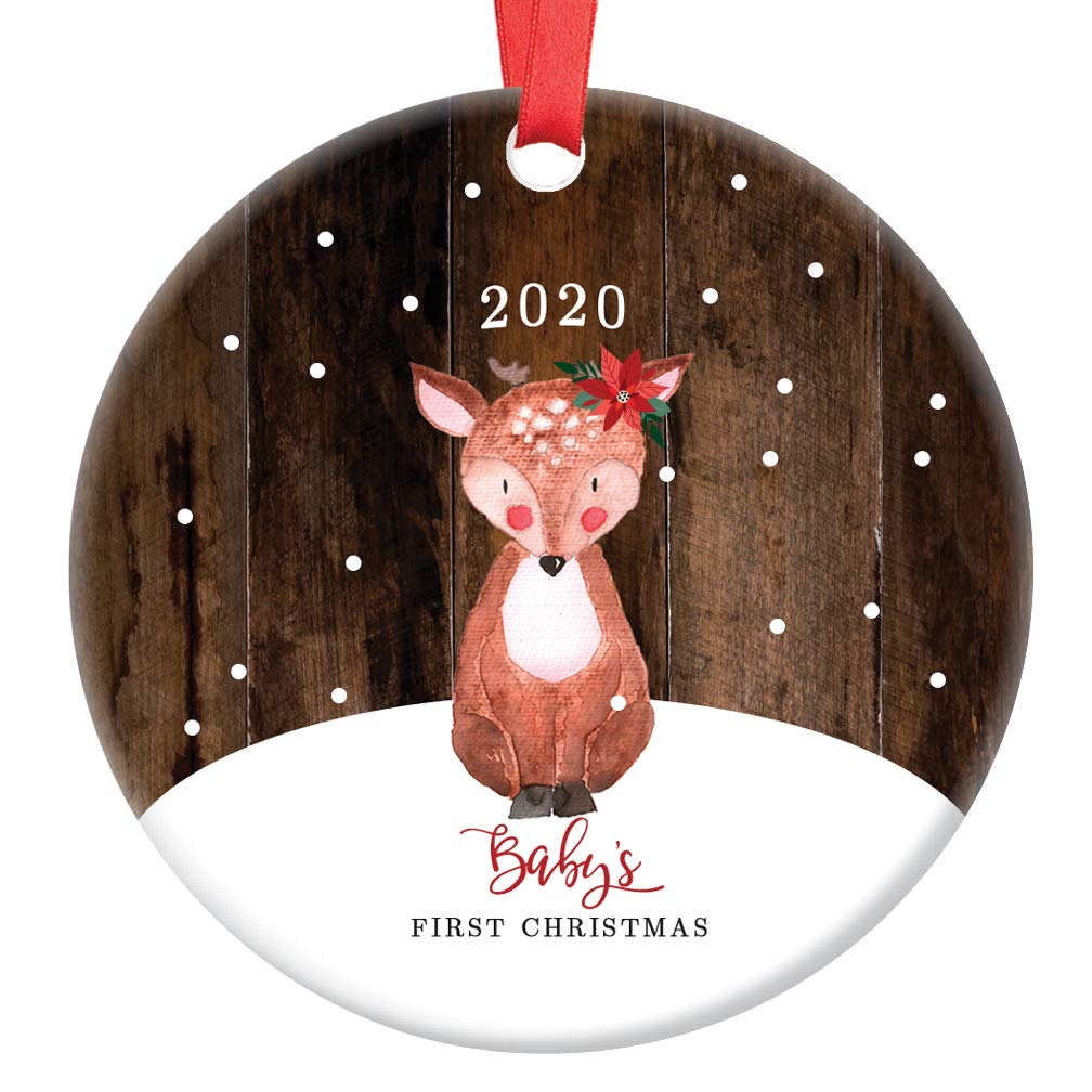 rustic baby's first christmas ornament