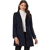 Allegra K Women's Winter Classic Outwear Overcoat with Pockets Single Breasted Pea Coat