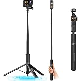 65'' Invisible Selfie Stick Tripod for Insta360 X5/X6/X4/X3/Ace Pro 2/GO 3s | Auto Pop-Open Action Camera Tripod | 2-in-1 Extended Pole for Luna Ultra/Luna Pro/DJI Osmo Pocket 3/4/4P/360, for GoPro 13/12