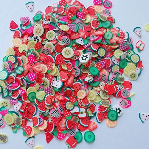 DICPOLIA Toys 3D Slice Fruit Face Decorations Slime Making Supply Fruit Fimo Slices for Sticking to Slime and DIY Crafts, Nail Art and Decoration