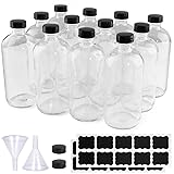 PINIWON 12 Pack 16 oz Clear Glass Bottles, Boston