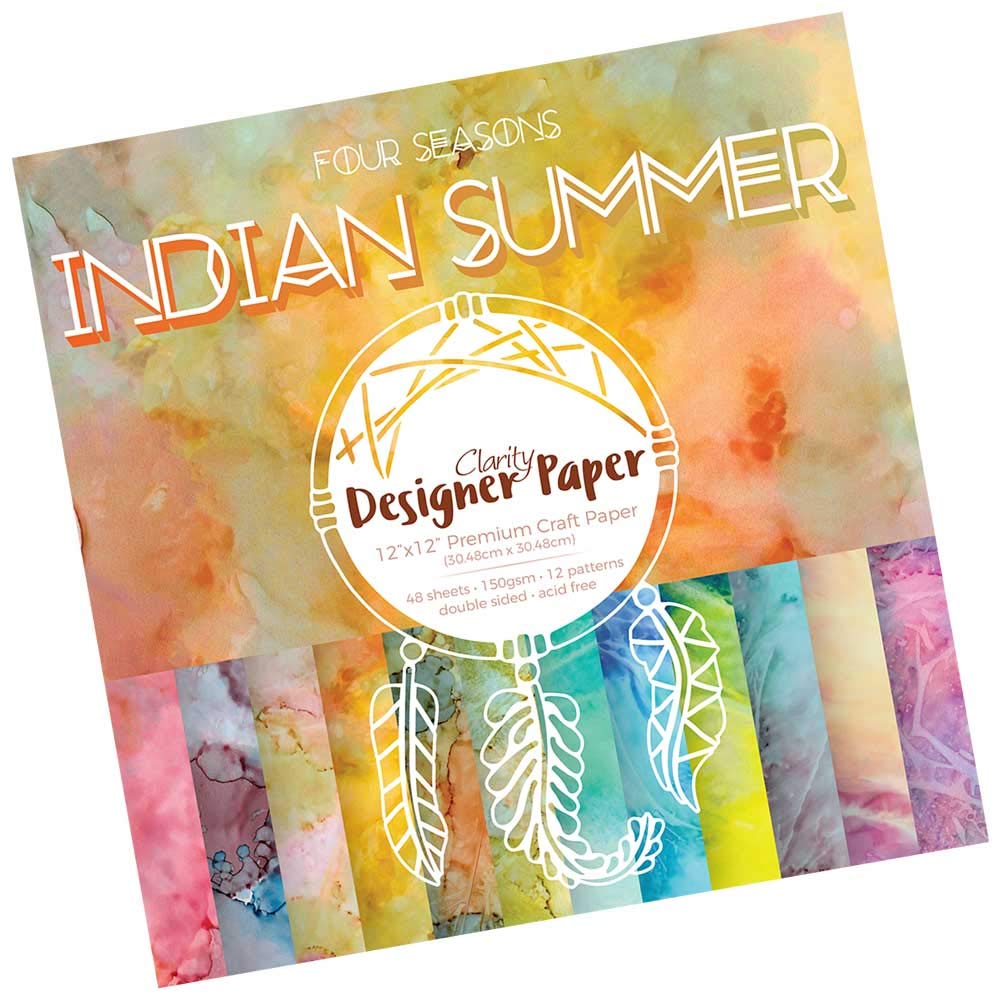 Indian Summer - Clarity Designer Paper 12" x 12": Decorative Craft Paper Pad, Designer Speciality Paper for Scrapbooking, Card Making, Printmaking,150 GSM