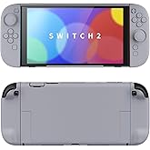 PlayVital Hard Case for Nintendo Switch 2 with Extra Stand & Thumb Grip Caps | Split Design, Dockable Protective Full-Body Shell Cover for Nintendo Switch 2 | Solid Color Series, New Hope Gray