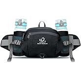 WATERFLY Fanny Pack Waist Bag: Fannie Pack 2 Water Bottle Holders Lumbar Belt Hiking Walking Running Jogging Camping Large Woman Man (Bottle Not Included)