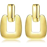 Gold Chunky Drop Dangle Earrings for Women Heart Door Knocker Earrings Gold Statement Earring Geometric Circle Paper Clip Dangle Earrings Trendy Jewelry for Women