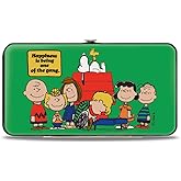 Buckle-Down Peanuts Wallet, Hinged, Peanuts Gang Hapiness Is Being One of the Gang Pose Green, Vegan Leather