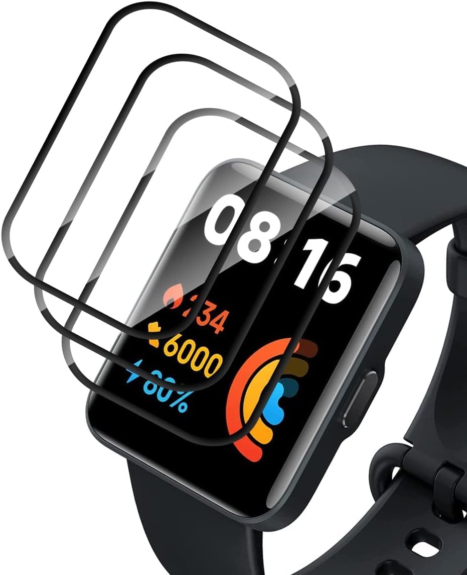 [4 Pieces Film Protector Compatible with Xiaomi Redmi Watch 2 Lite Screen Protector, Anti-Scratch, High Definition, [No Bubbles] Soft HD TPU Protective Film – Black